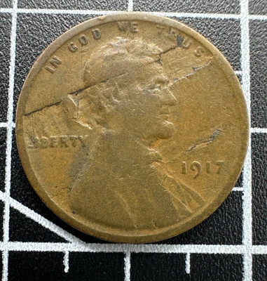 1917 年 P 版林肯小麦美分分离层压完好正面错误 — 第 1/2 张图片