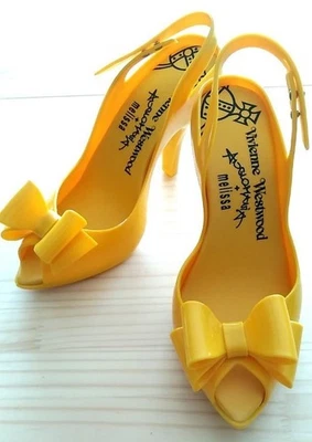 Vivienne Westwood Melissa Yellow Ribbon Pumps Rubber Heels USA6 New - Image 1 of 3