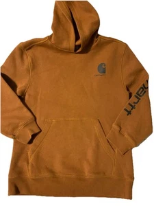 Carhartt Hoodie Boys Medium (10/12) Brown Long Sleeve Spell Out Logo Sweatshirt - Picture 1 of 7
