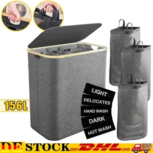 156L Großer Wäschekorb mit Deckel Wäschesammler Wäschebox Wäschetrenner Faltbar* - Bild 1 von 15
