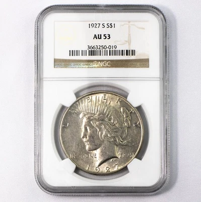 1927-S Peace Silver Dollar $1 NGC AU53 - Image 1 of 2
