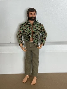 1964 Vintage - G.I. Joe - Flocked Hair - Beard & Scar - Camo Shirt - Green Pants - Picture 1 of 15