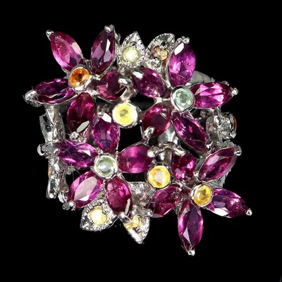 Anello in argento sterling 925 marchesa rodolite granato zaffiro gemma... - Immagine 1 di 4