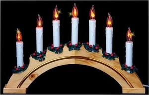 Festive Xmas Lights 7 LED Lights Flickering Candlebridge with Holly & Berries - Picture 1 of 12