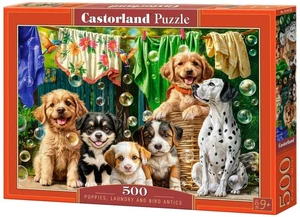 NEU Castorland Puzzle 500 Teile 9+ Welpen, Wäsche und Vogel Possen - Bild 1 von 2