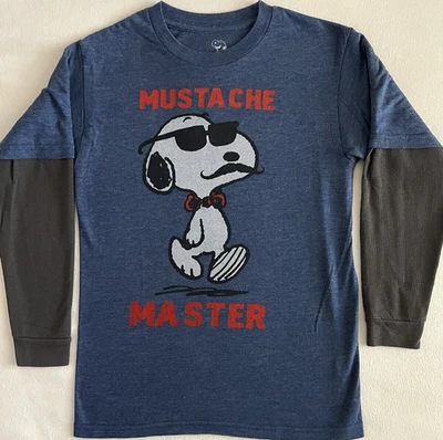 Camisa Peanuts Boys Snoopy Manga Larga Azul y Gris Talla M Foto 1 de 4