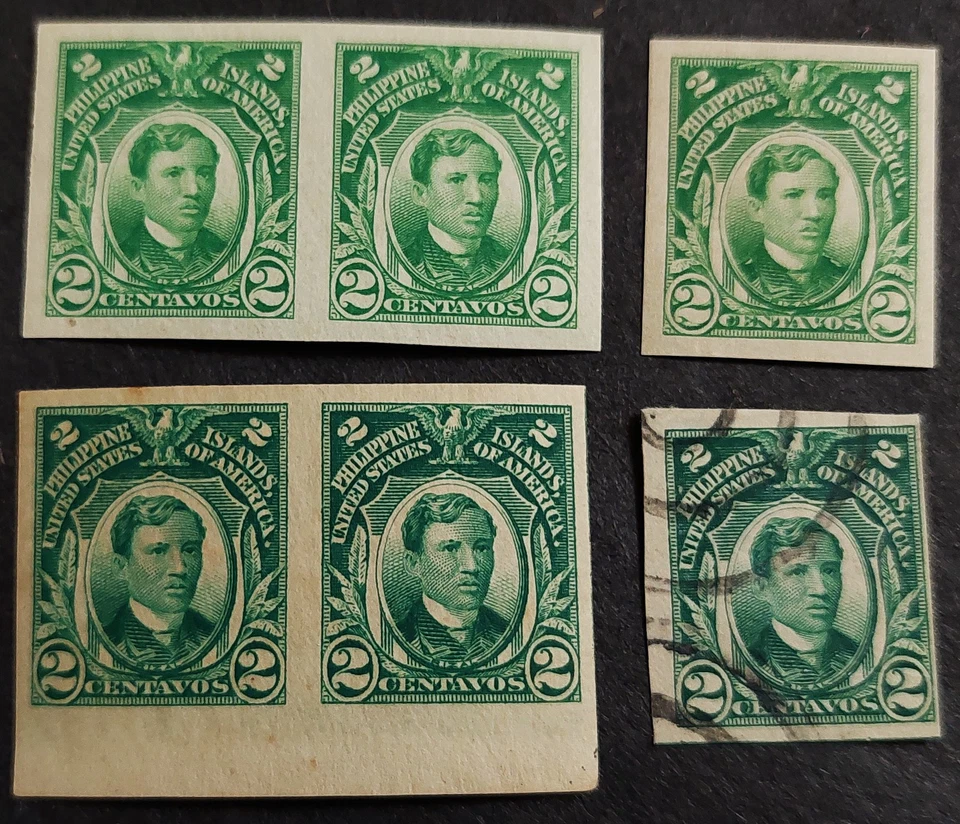 Filipinas 340 NH par y pliegues de ingenio único, par de margen 340a NH y usado único Foto 1 de 1