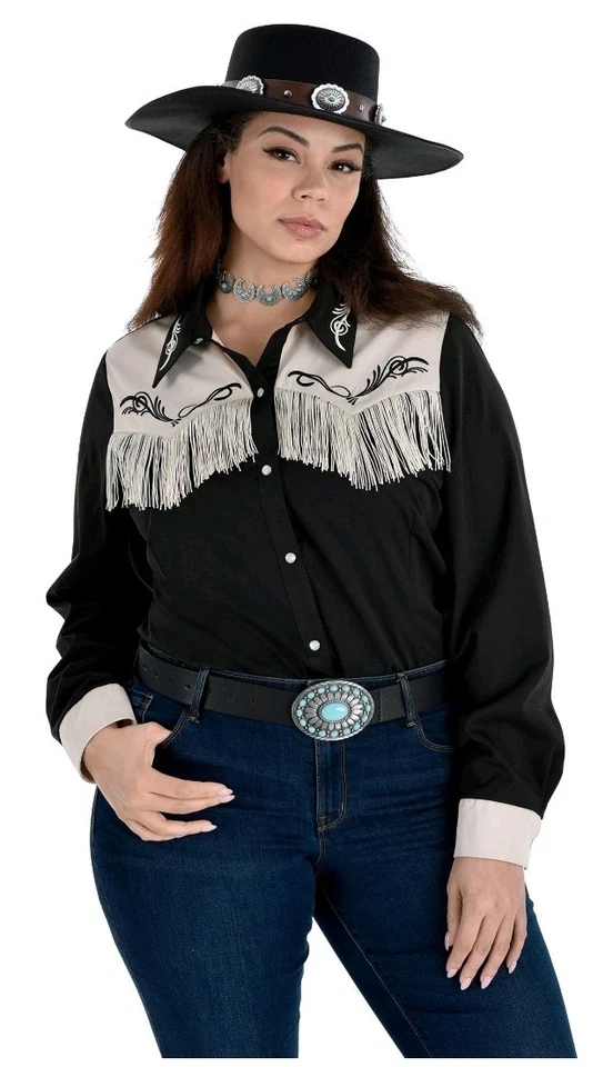 Women's Western Shirt Cowgirl Dress Up Halloween Adult 2XL Costume NEW  - Image 1 of 4