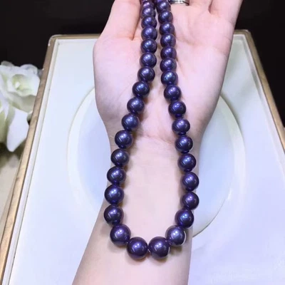 великолепный 8-9 мм Южное море круглый лаванда жемчуг ожерелье 18 дюймов 925s - Изображение 1 из 3