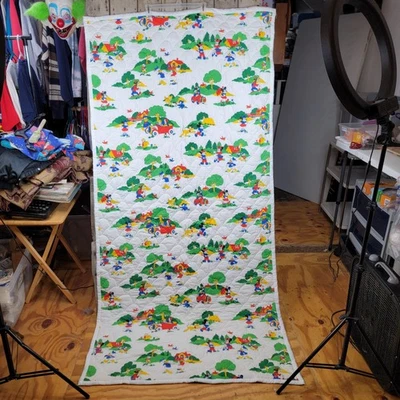 Vintage Disney Mickey Mouse Quilt Blanket – 33” x 90” - Image 1 of 4