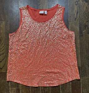 Chico’s ärmelloses Top Gr. 3 (XL) orange rosa lachsfarben mit goldfarbenem Pullover - Bild 1 von 9