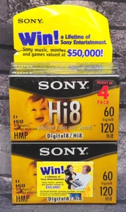 SEALED Sony Hi8 Digital8 60/120 HMP P6-120HMPL 4-Pack Camcorder Video Tapes - Picture 1 of 4