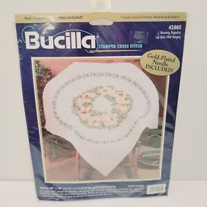 Bucilla Stamped Cross Stitch Kit Blooming Magnolias Lap Quilt Gold plated Needle