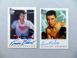 ANDERS EKLUND 1997 & LENNART RISBERG 2008 ALFABILDER SIGNED AUTOGRAPH CARDS AUTO