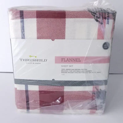 Juego de sábanas de franela Threshold rojo blanco, tamaño completo - nuevo Foto 1 de 4