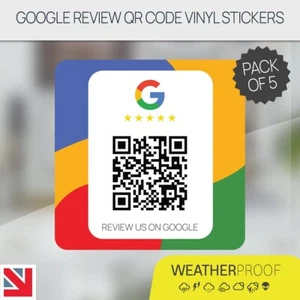 5 x Review Us ON Google QR Code Sticker Vinyl Decal Print Review Business - Picture 1 of 3