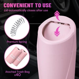 Car Trash Can Bin with Lid - Car Garbage Can Cup Holder - Pink Mini Leakproof... - Picture 1 of 1