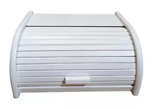 Wooden Bread Box Apollo Roll Top Bin Storage Loaf Kitchen Size Small - White - Picture 1 of 14