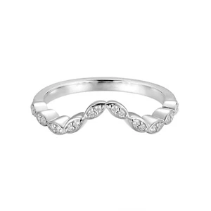 0.083CT 14k White Gold Natural Diamond Marquise Curved Wedding Band Ring MZ61485 - Picture 1 of 6