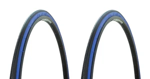 PAIR (2pcs) Bicycle Tires 27" x 1- 1/4 Black/Blue Side Wall Racing Road MTB Bike - Picture 1 of 1