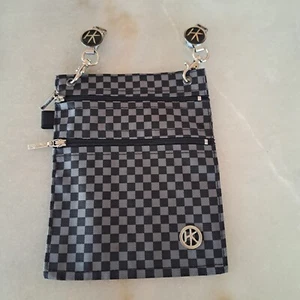 Hip Klips Clip On Waist Pocket Bag Black And Grey, Checkered - Zippered Pockets - Picture 1 of 2