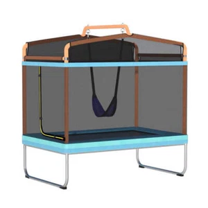 Everfit 6FT Trampoline Kids Rectangle Trampoline w/ Swing Enclosure Safety Net O - Picture 1 of 7