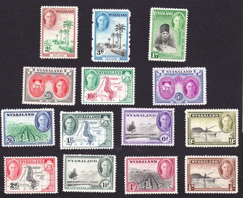 NYASALAND  Scott # 68 - 81 COMPLETE SET  SG 144 - 157 MINT LH,   FREE SHIPPING Cover