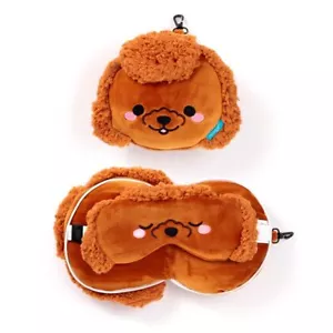 RELAXEAZZZ GIG TOY POODLE SUPER SOFT PLUSH TRAVEL CUSHION PILLOW & EYE MASK - Picture 1 of 5