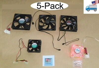 Mix 5-pack: Sunon/ Enermax/ Antec 2-spd 120mm * 80mm Black/Red LED Case Cooler - Image 1 of 4