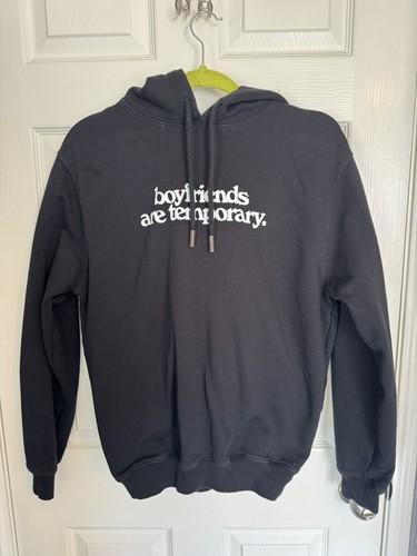 Felpa con cappuccio Off White donna "I ragazzi sono temporanei" piccola