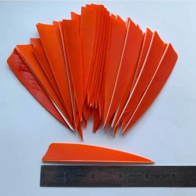 50PCS 4 Inch Orange Shield Fletches Fletching Vanes Feathers RW LW - Image 1 of 4