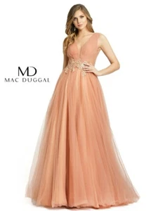 Mac Duggal 20225D Size 12 Floral Applique Waist Gown in Pink $598 - Picture 1 of 7