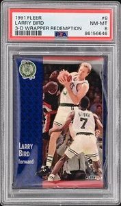 PSA 8 Larry Bird 1991-92 Fleer 3D Acrylic Wrapper Redemption #8 RARE NM-MINT - Bild 1 von 2