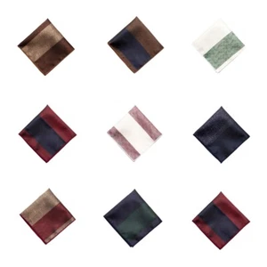 Men's Stripe Pocket Square Handkerchief Wedding Party Business Formal Hanky - Picture 1 of 9