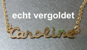 EDLE HALSKETTE CAROLINE KETTE ECHT VERGOLDET NAMEN NAMENSCOLLIER NAMENSKETTE NEU - Picture 1 of 1