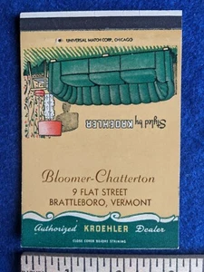 Vtg BLOOOMER-CHATTERTON Furniture BRATTLEBORO VT KROEHLER Matchcover - Picture 1 of 2