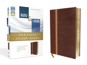 NIV, Message, Parallel Study Bible, Leathersoft, Brown BRAND NEW in Shrink Wrap! - Picture 1 of 6