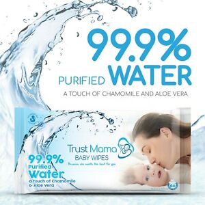 Trust Mama Natural Wipes 99.9% Purified Water Chemical Free For Sensitive Skin