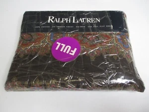 New RARE Ralph Lauren EMERSON PAISLEY Brown Multicolor Floral Flat Sheet - Full - Picture 1 of 11