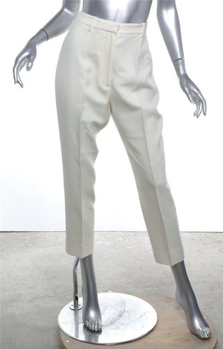 Pantaloni ALEXANDER McQUEEN donna crema lana a pieghe abito pantaloni US6 IT42 NUOVI