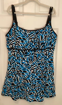 Vestido de baño Great Lengths talla grande 22W estampado azul, nuevo con etiquetas, sin cables, ajustable Foto 1 de 4