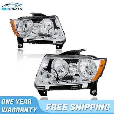 NEW Pair Headlights For 11-13 Jeep Grand Cherokee 11-17 Compass Halogen - Image 1 of 4