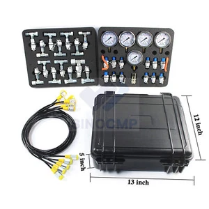 Kit de prueba de presión hidráulica 13 acoplamientos 14 conectores Tee diagnóstico juego de 5 manómetros - Imagen 1 de 10