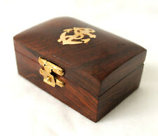 kleine edle Box aus Holz und Messing 7,5 x 5 x 3,7 cm mit Anker