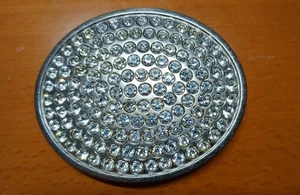Ovale klare Strass bedeckt silberfarbene Damen Gürtelschnalle - Bild 1 von 2
