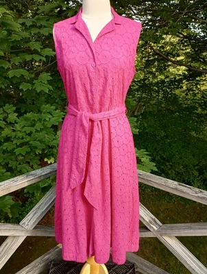 J Peterman компании размер 10 розовый с подкладкой отверстие кнопка вверх платье без рукавов галстук - Изображение 1 из 4