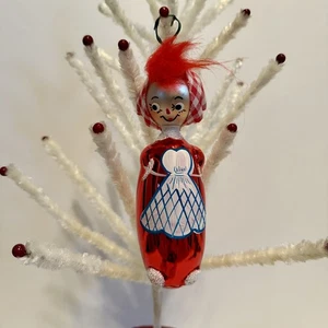 Vintage italienischer mundgeblasener Glas Weihnachtsschmuck - De Carlini - Mädchen mit orangefarbenen Haaren - Bild 1 von 13