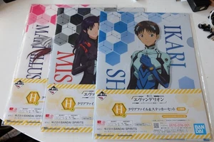 Juego de 3x Evangelion Ichiban Kuji archivo transparente + pegatinas (Shinji, Misato, Mari) - Imagen 1 de 8