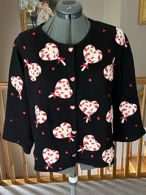 Michael Simon XL Corazón Piruleta San Valentín Amor Suéter Cárdigan Navidad Foto 1 de 4