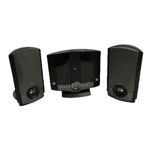 GPX Vertical Cd Player W/ Speakers Alarm Radio Aux HM3817DT System Clear Black - Picture 1 of 14